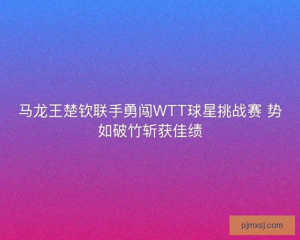 马龙王楚钦联手勇闯WTT球星挑战赛 势如破竹斩获佳绩