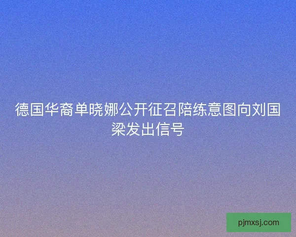 德国华裔单晓娜公开征召陪练意图向刘国梁发出信号